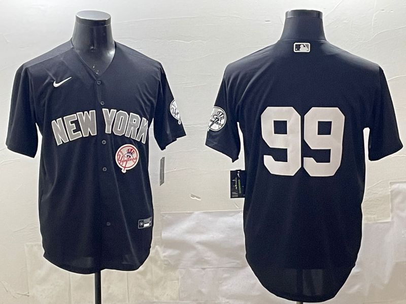 Men New York Yankees #99 No Name Black Game 2025 Nike MLB Jersey style 6